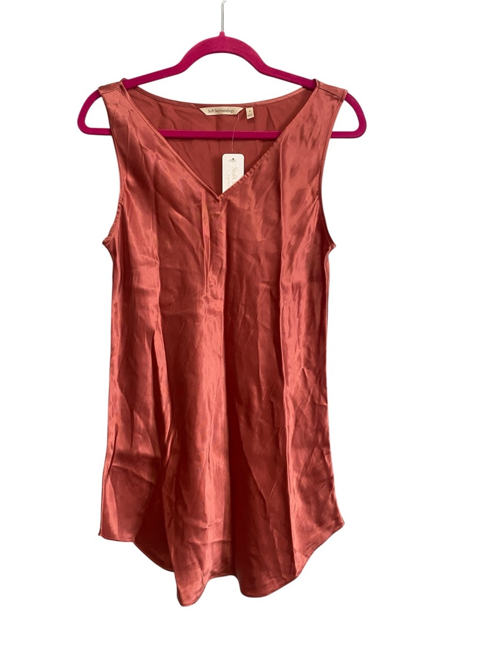 Soft Surroundings Illampu Tank Dusty Cedar Small Stain Sleeveless Tunic Boho NWT